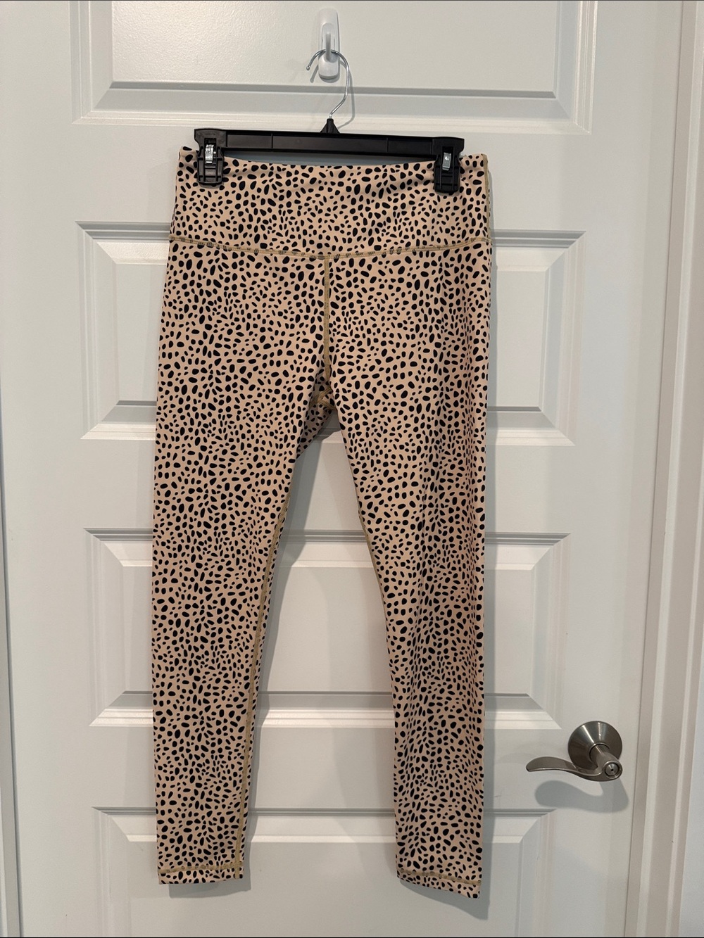 Spotted High-Waist Leggings - Beige & Black